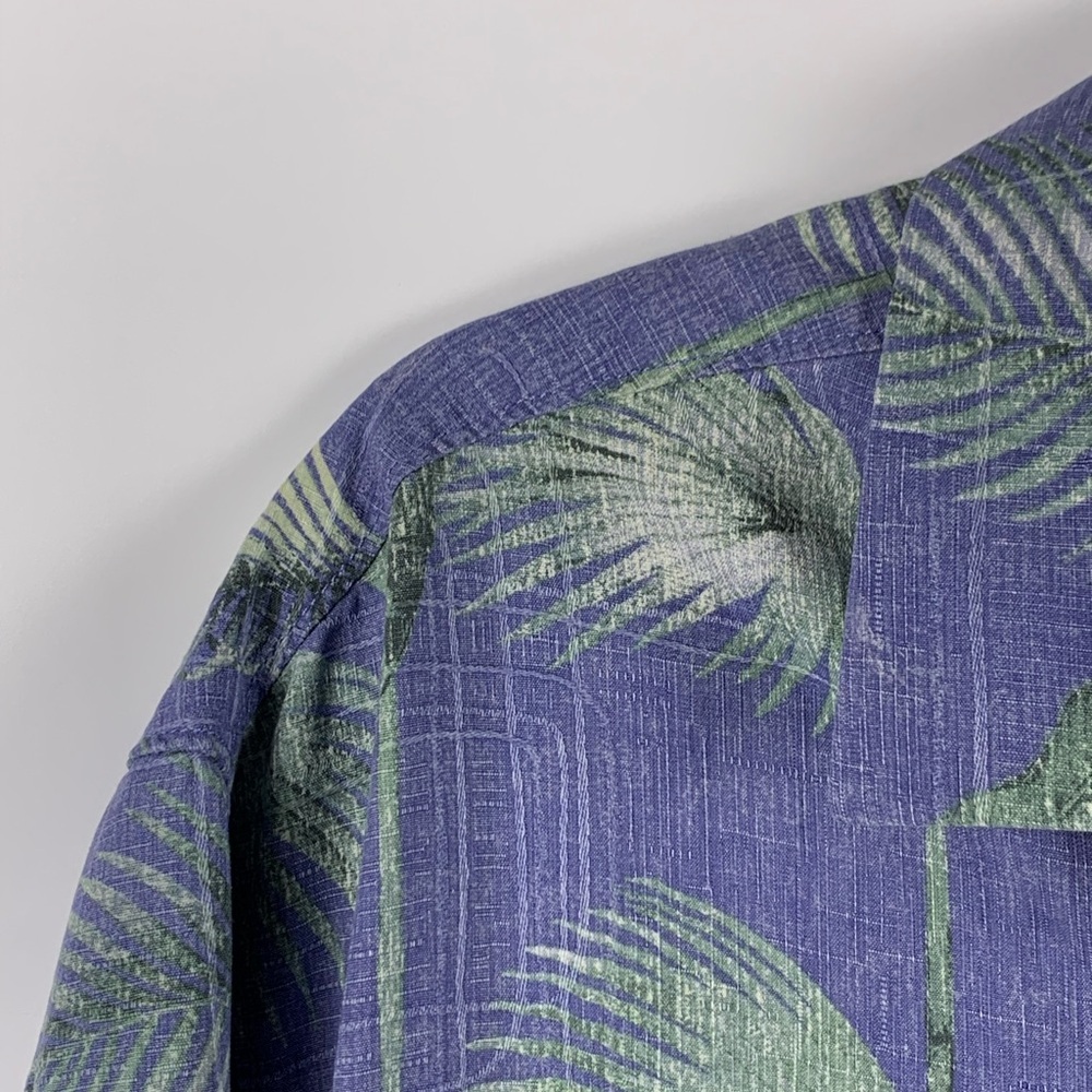 Tommy Bahama 100% Silk Hawaiian Shirt Mens L Blue Palm Resort Camp Aloha - Picture 7 of 16
